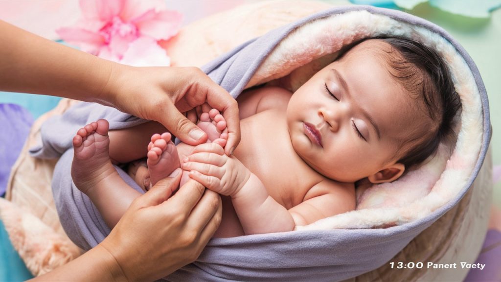 Massage des pieds du bébé